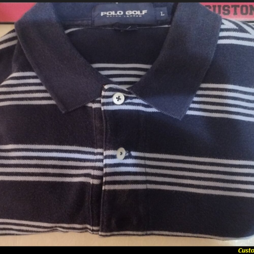 Polo Golf Ralph Lauren Vintage Style Knit Shirt Navy Stripe